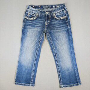Miss Me jeans signature capri shorts women's size 27 hard washed denim blue